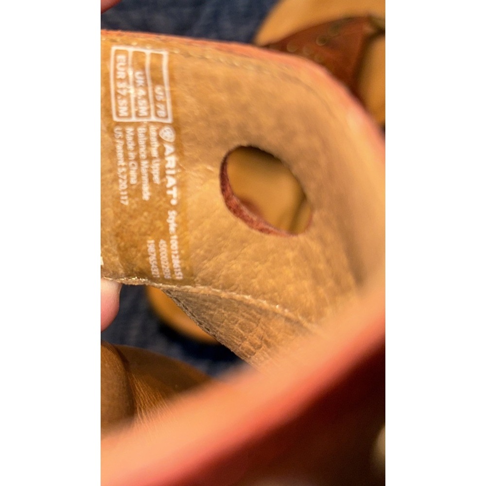Ariat North Star 7 B Studded Thong Cut Out Sandals Red Brown Flip Flop *read* - Picture 7 of 12